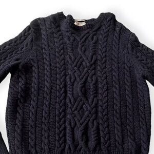 Elegant Navy Cable Knit Crewneck Sweater